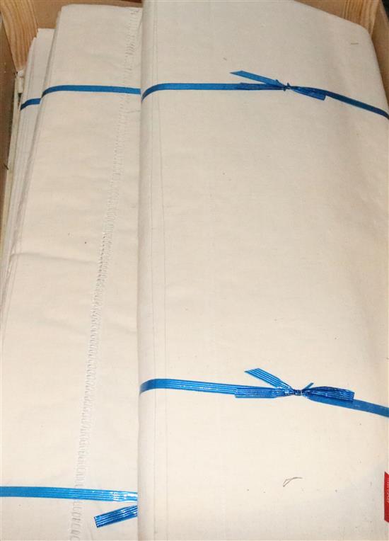 3 pairs of French unused linen sheets & 3 similar sheets (12)